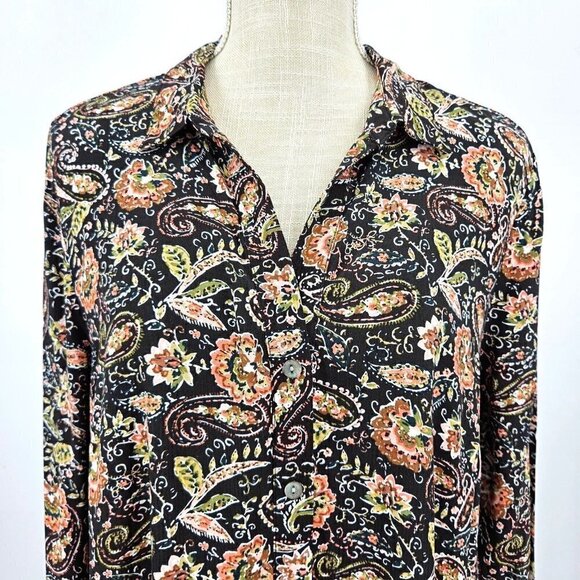 J. Jill Paisley Floral Button Front Tunic Top Multicolor Women’s M Boho Hippie - Picture 3 of 12